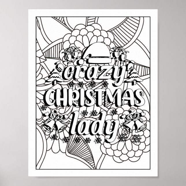Funny Christmas Quotes Adult Colouring Poster (Front)