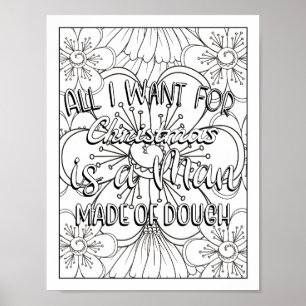 Funny Christmas Quotes Adult Colouring Poster
