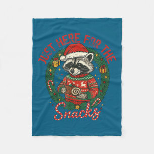 Funny Christmas Raccoon Shirt I'm Just Here For Th Fleece Blanket
