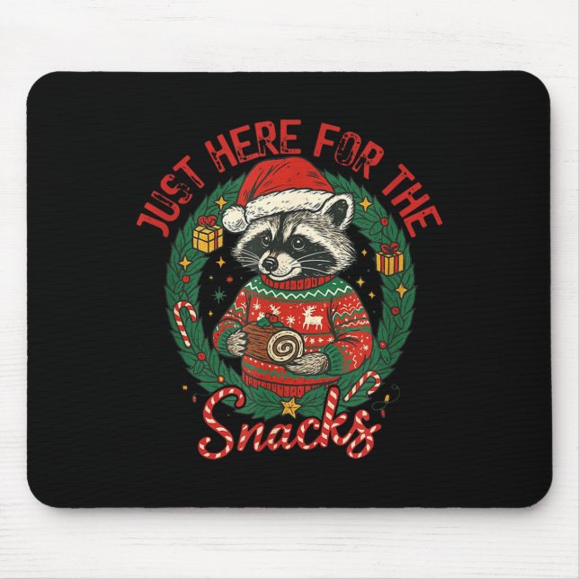 Funny Christmas Raccoon Shirt I'm Just Here For Th Mouse Mat (Front)
