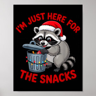 Funny Christmas Raccoon Shirt I'm Just Here For Th Poster