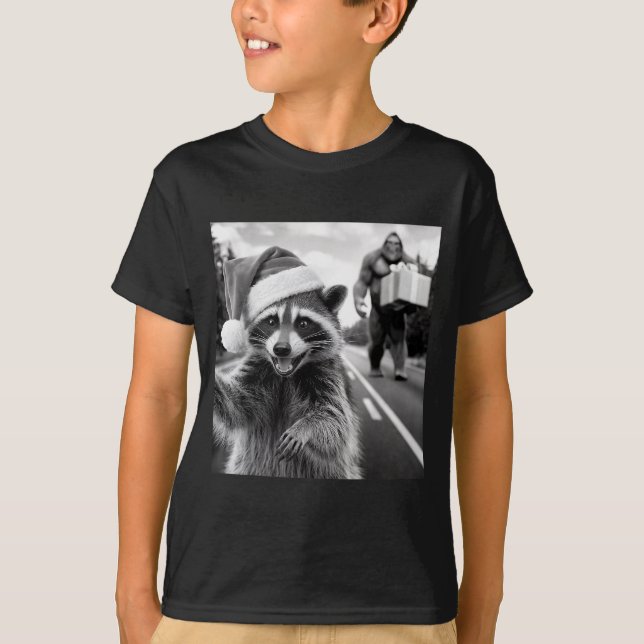 Funny Christmas Raccoon Shirt Raccoon Selfie With  (Front)
