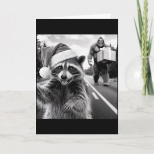 Funny Christmas Raccoon Shirt Raccoon Selfie With Card