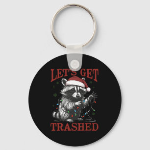 Funny Christmas Racoon Get Trashed Santa Feral Xm Key Ring