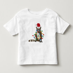 Funny Christmas Racoon Santa Hat Xmas Lights  Toddler T-Shirt