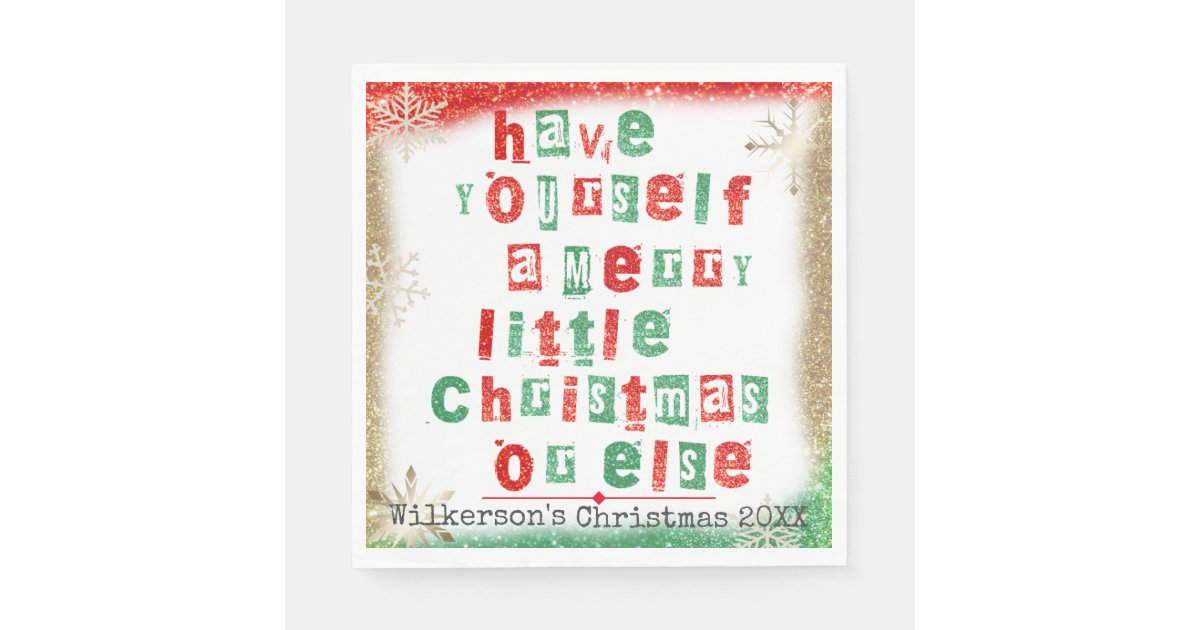 Funny Christmas Ransom Note from Santa Claus Napkin | Zazzle