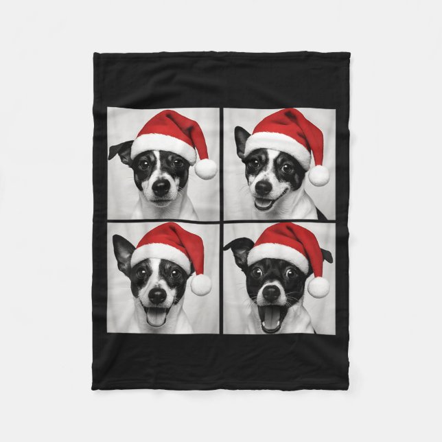 Funny Christmas Rat Terrier Santa Dog Lover Photo  Fleece Blanket (Front)
