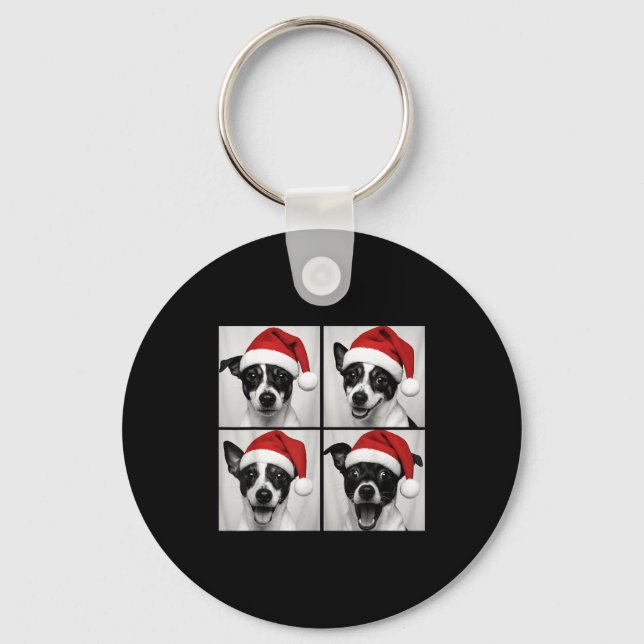 Funny Christmas Rat Terrier Santa Dog Lover Photo  Key Ring (Front)
