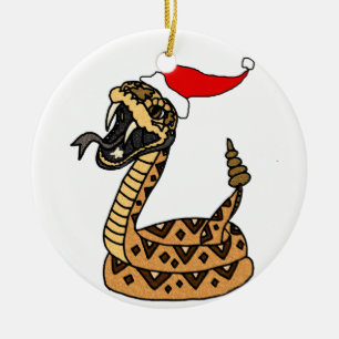 Funny Christmas Rattlesnake Ceramic Tree Decoration