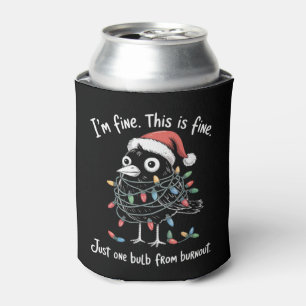 Funny Christmas Raven I’m Fine Burnout Sarcastic Can Cooler