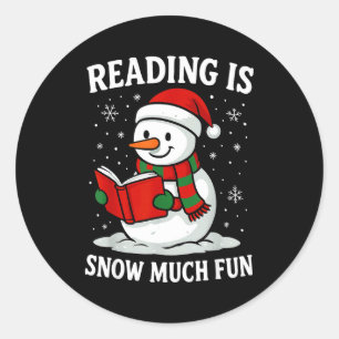 Funny Christmas Reading Is Snow Much Snowman Book  Classic Round Sticker