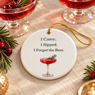 Funny Christmas Red Cocktail Drink Ceramic Tree Decoration