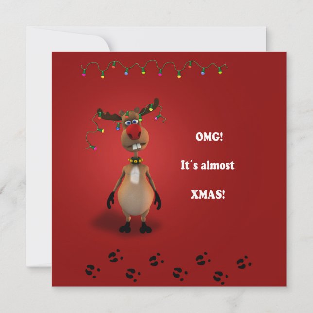 Funny Christmas Red Nosed Reindeer Invitation (Front)