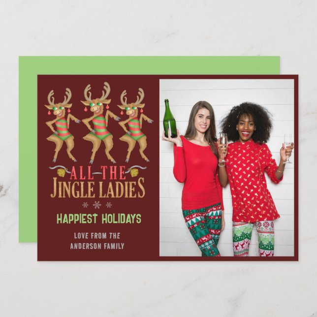 Funny Christmas Reindeer All the Jingle Ladies Holiday Card (Front/Back)
