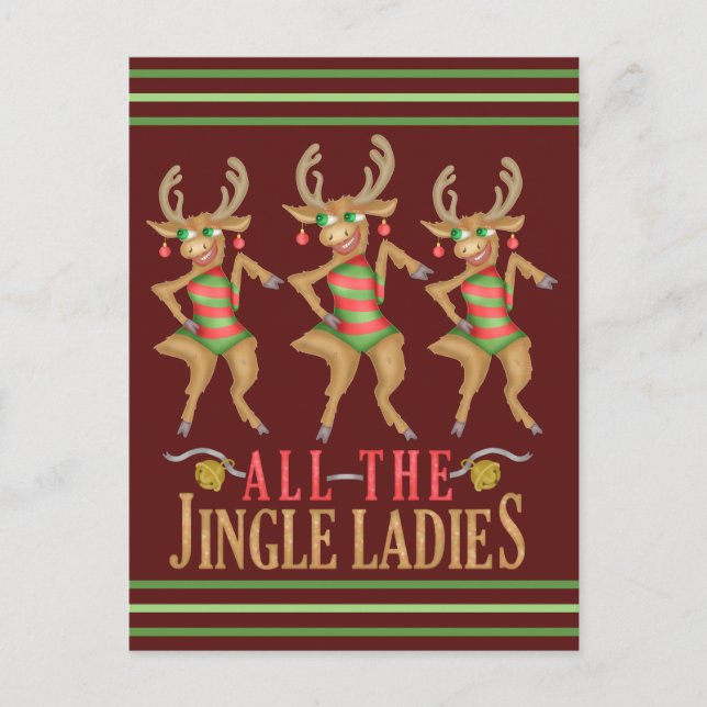 Funny Christmas Reindeer All the Jingle Ladies Postcard (Front)