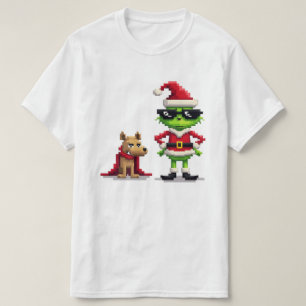 Funny Christmas  Reindeer and Max Pixel Art Tee   