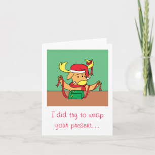 Funny Christmas Reindeer Cartoon Greeting Card