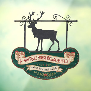 Funny Christmas reindeer feed Window Cling