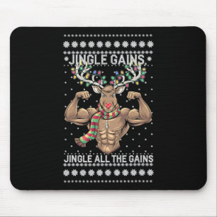 Funny Christmas Reindeer Gym Workout Jingle All Th Mouse Mat