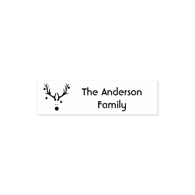 Funny Christmas reindeer head family name Self-inking Stamp (Design)