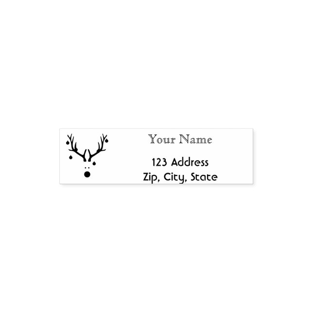 Funny Christmas reindeer head name and address Self-inking Stamp (Design)
