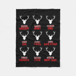 Funny Christmas Reindeer Hunter Deer Meat Hunting Fleece Blanket