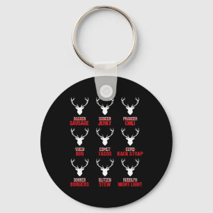 Funny Christmas Reindeer Hunter Deer Meat Hunting Key Ring