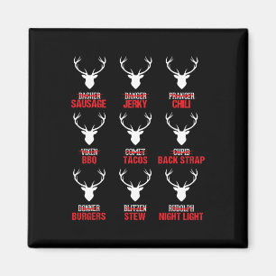Funny Christmas Reindeer Hunter Deer Meat Hunting  Magnet