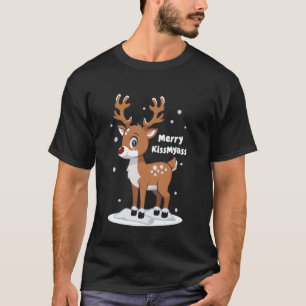 Funny Christmas Reindeer Merry Kissmyass T-Shirt