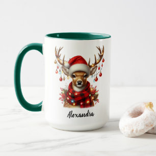 Funny christmas reindeer mug, Personalised name Mug