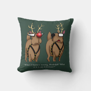 Funny Christmas Reindeer Nose Humour Cushion