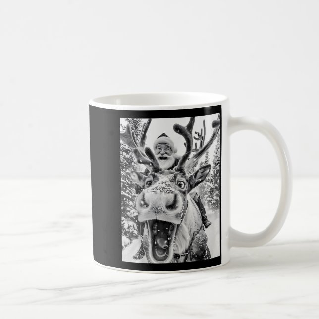 Funny Christmas Reindeer Selfie Santa Claus Xmas S Coffee Mug (Right)