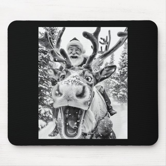 Funny Christmas Reindeer Selfie Santa Claus Xmas S Mouse Mat (Front)