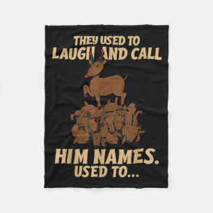 Funny Christmas Reindeer They Used To Laugh & Fleece Blanket