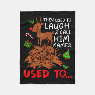 Funny Christmas Reindeer They Used To Laugh & Fleece Blanket