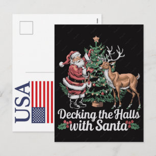Funny Christmas Reindeer USA 250 Years Patriotic Holiday Postcard