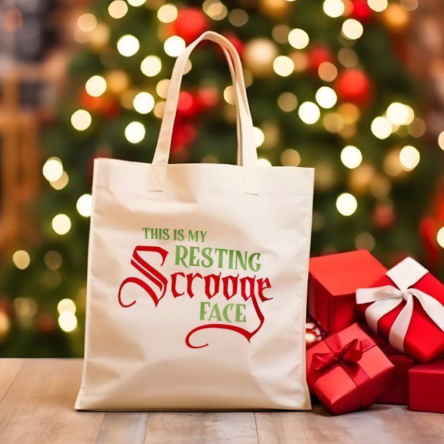 Funny Christmas Resting Scrooge Face Tote Bag (Creator Uploaded)