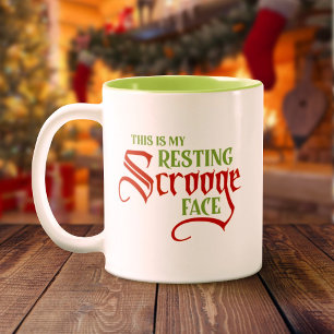 Funny Christmas Resting Scrooge Face Two-Tone Coffee Mug