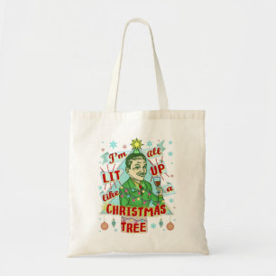 Funny Christmas Retro Drinking Humour Man Lit Up Tote Bag