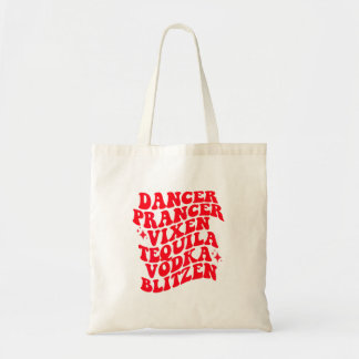 Funny Christmas Retro Drinking Reindeers Names Tote Bag