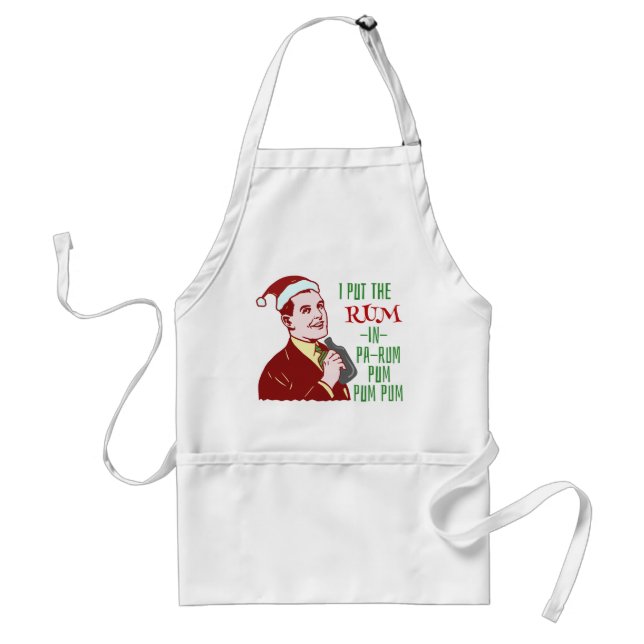 Funny Christmas Retro Man Drinking Rum Holiday Standard Apron (Front)