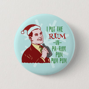 Funny Christmas Retro Rum Drinking Man Holiday 6 Cm Round Badge
