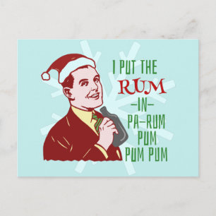 Funny Christmas Retro Rum Drinking Man Holiday Postcard
