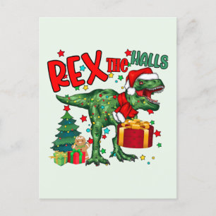 Funny Christmas rex dinosaur  Holiday Postcard