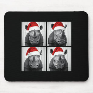 Funny Christmas Rhinoceros Santa Photo Booth Safar Mouse Mat