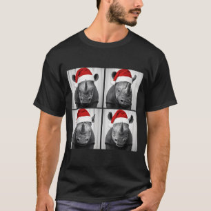 Funny Christmas Rhinoceros Santa Photo Booth Safar T-Shirt