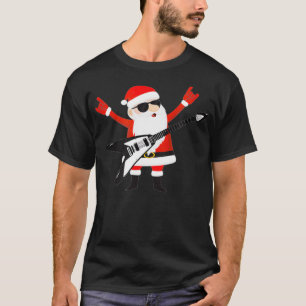 Funny Christmas Rock n Roll  Santa Guitar  T-Shirt