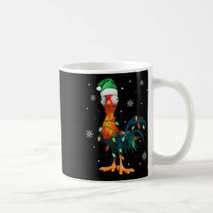 Funny Christmas Rooster Wrapped In Christmas Light Coffee Mug