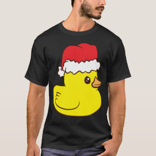 Funny Christmas Rubber Duck With Santa Hat Love Ru T-Shirt