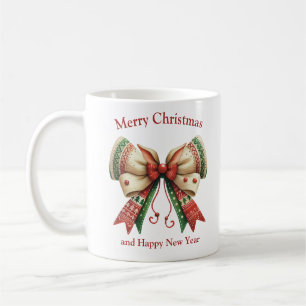 Funny Christmas rustic bow with elves hat Coffee Mug